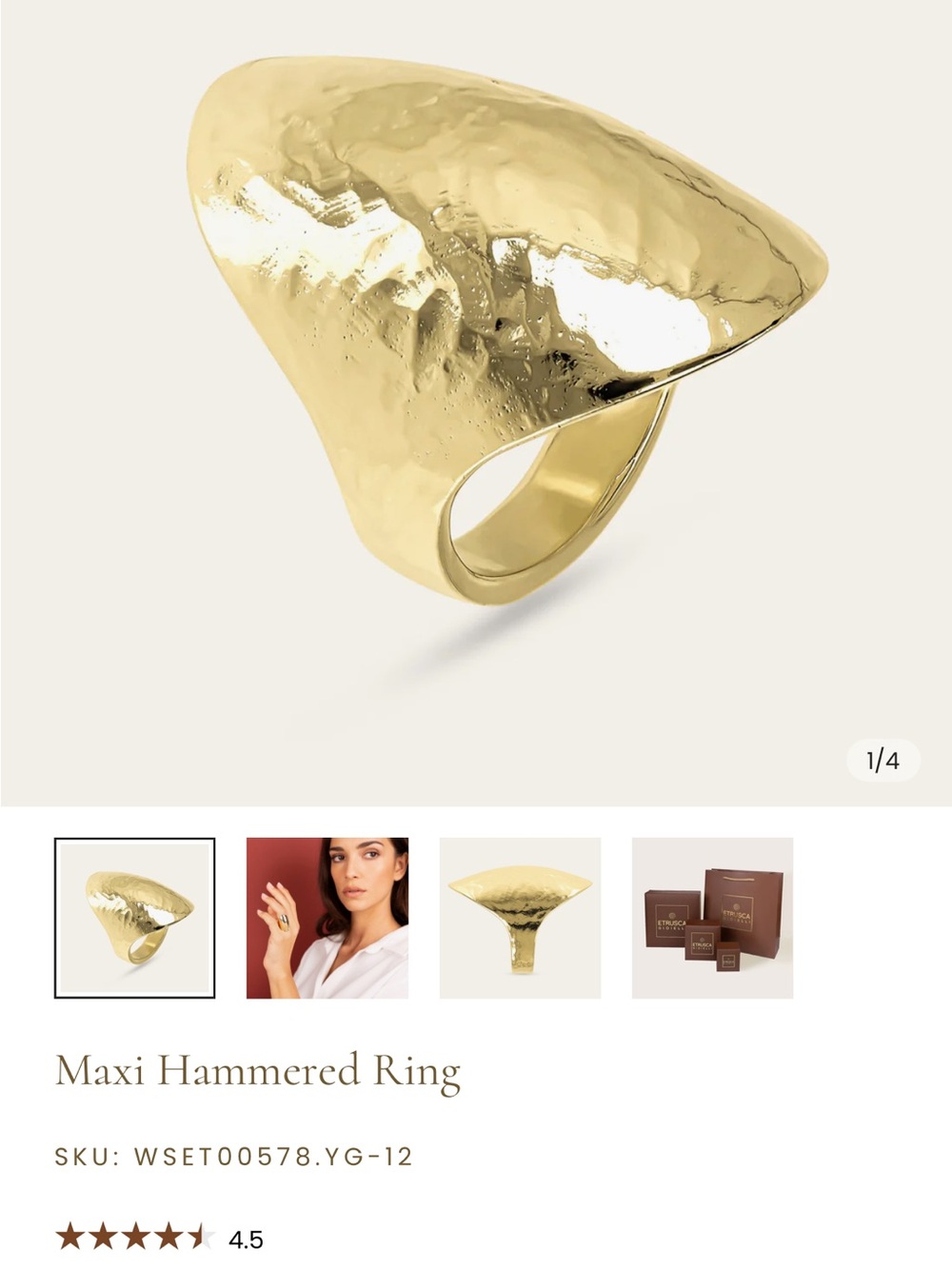 Maxi Hammered Gold Ring - Bold Statement Band